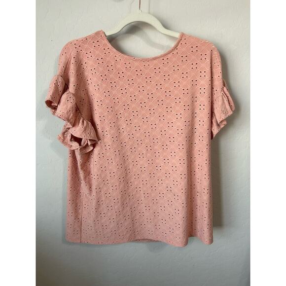 Lauren Conrad Flutter Sleeve Eyelet Top M - Picture 1 of 4